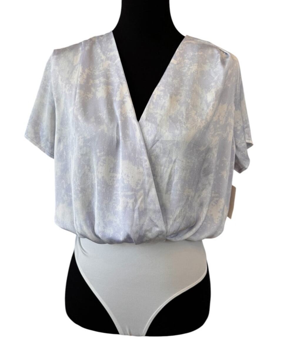 NEW OPEN EDIT NORDSTROM Short Sleeve Wrapped Bodysuit Size S